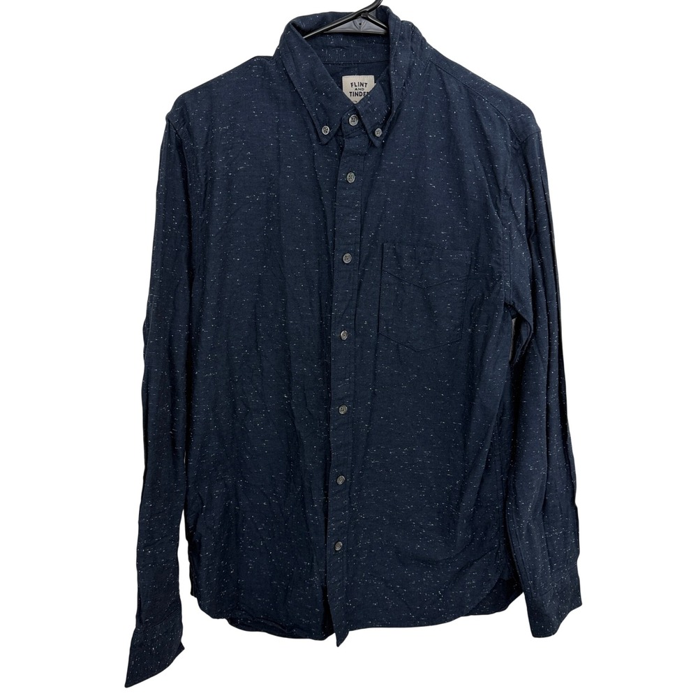Flint and Tinder Architect Shirt Mens Medium Blue Slim Fit Speckle Button Down